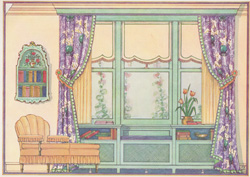 Bay window with radiator cover and seat